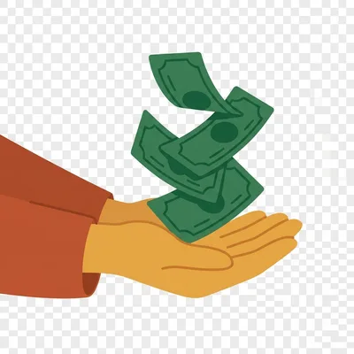 Ilustración de una mano recibiendo billetes